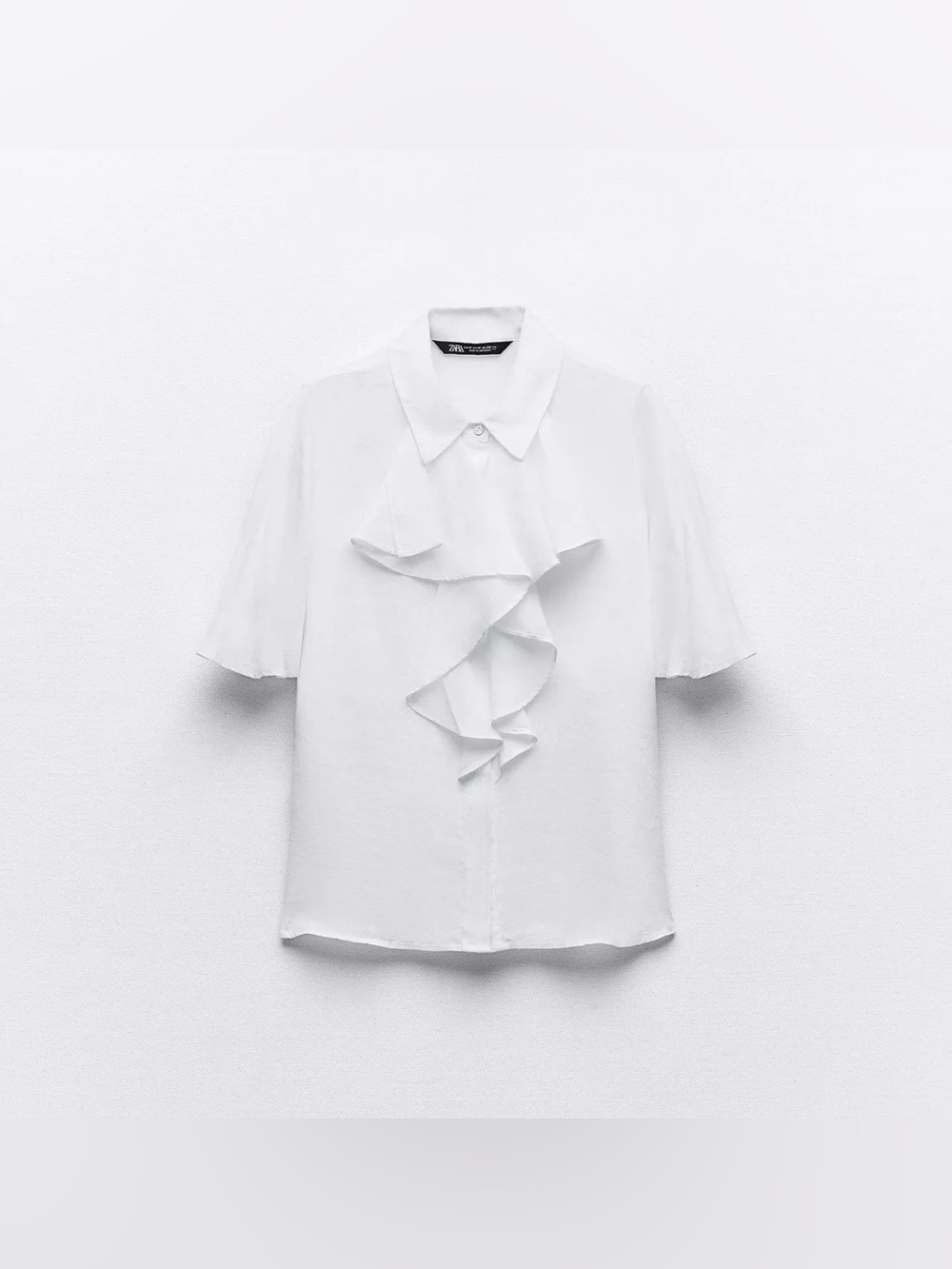 ZARA RUFFLED 100% LINEN SHIRT NWT
Color: WHITE * Size: XL